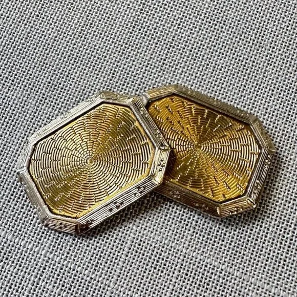 Vintage 10K Art Deco Two Tone Gold Cufflinks